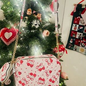 New Aldo Cherry Print White Crossbody Bag